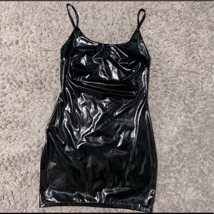 Black Vinyl Bodycon Dress.